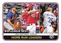 2020 Topps Big League Base Set 2019 National League Home Run Leaders (Pete Alonso / Eugenio Suarez / Cody Bellinger) #236 card