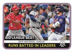 2020 Topps Big League Base Set 2019 National League Runs Batted In Leaders (Anthony Rendon / Freddie Freeman / Pete Alonso) #244 card