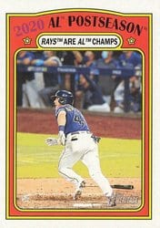 2021 Topps Heritage Base Set 2020 AL Postseason: Rays Are AL Champs #22 card