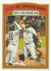 2021 Topps Heritage Base Set 2020 NL Postseason: Tatis' 2 HRs Secure Win #21 card