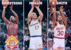 1993-94 Hoops Base Set 3-PT% (B.J. Armstrong / Chris Mullin / Kenny Smith) #288 card