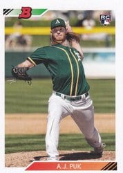 2020 Bowman Heritage Base Set A.J. Puk #64 card