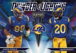 2021 Panini Playoff Thunder & Lightning Aaron Donald / Jalen Ramsey #TL-20 card