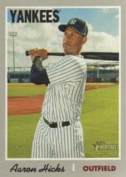 2019 Topps Heritage Base Set Aaron Hicks #373 card