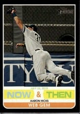 2020 Topps Heritage Now & Then Aaron Hicks #NT-5 card