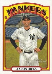 2021 Topps Heritage Base Set Aaron Hicks #410 card