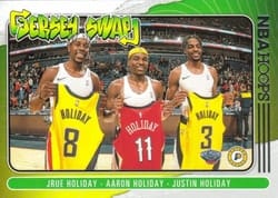 2020-21 Hoops Jersey Swap Aaron Holiday / Jrue Holiday / Justin Holiday #4 card