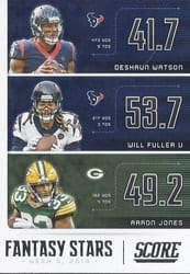 2020 Score Fantasy Stars Aaron Jones / Deshaun Watson / Will Fuller V #FS-DWA card