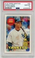 2018 Topps Heritage Aaron Judge RC Cup Error #25 card