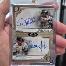 2024 Topps Tier One Dual Autographs Aaron Judge / Derek Jeter #DA-JJU card