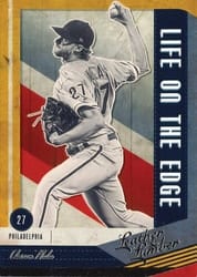 2019 Panini Leather & Lumber Life on the Edge Aaron Nola #LOE-9 card