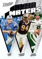 2023 Panini Prestige Alma Maters Aaron Rodgers/Cameron Jordan/Jared Goff #9 card