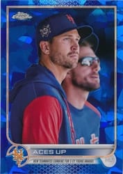 2022 Topps Chrome Update Sapphire Edition Base Set Aces Up (Max Scherzer / Jacob deGrom) #US288 card