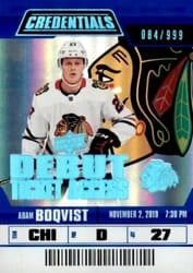2019-20 Upper Deck Credentials Base Set Adam Boqvist #77 card