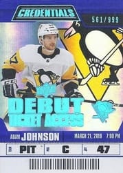 2019-20 Upper Deck Credentials Base Set Adam Johnson #88 card