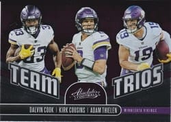2019 Panini Absolute Team Trios Adam Thielen / Dalvin Cook / Kirk Cousins #TT-MV card