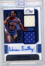 2021-22 Panini One and One Dual Jersey Autographs Adrian Dantley #DJ-ADT card