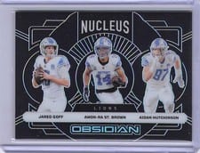 2024 Panini Obsidian Nucleus Aidan Hutchinson/Amon-Ra St. Brown/Jared Goff #9 card