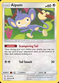 Cosmic Eclipse Aipom #169 card