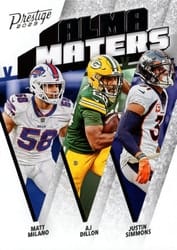 2023 Panini Prestige Alma Maters AJ Dillon/Justin Simmons/Matt Milano #8 card