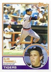 1983 Topps Base Set Alan Trammell #95 card