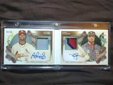 2022 Topps Allen & Ginter Dual Autograph Relic Book Albert Pujols / Mark McGwire #DARBC-PM card