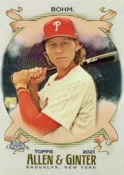 2021 Topps Allen & Ginter Chrome Base Set Alec Bohm #100 card