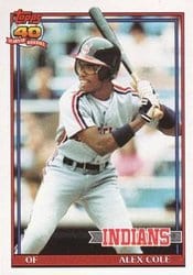 1991 Topps Base Set Alex Cole #421 card