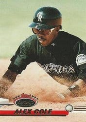 1993 Stadium Club Base Set Alex Cole #458 card