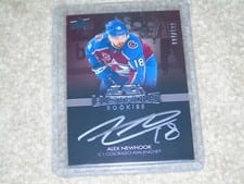 2021-22 SPx UD Black Lustrous Rookie Signatures Alex Newhook #LRS-AN card