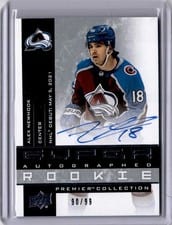 2021-22 Upper Deck Premier 20th Anniversary Autograph Rookies Alex Newhook #AAR-AN card