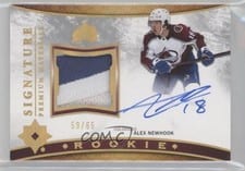2021-22 Upper Deck Ultimate Collection Rookie Signature Premium Materials Alex Newhook #RSP-AN card