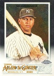 2020 Topps Allen & Ginter Chrome Base Set Alex Rodriguez #145 card