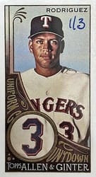 2023 Topps Allen & Ginter Uniform Countdown Alex Rodriguez #UC-3 card