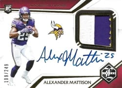 2019 Panini Limited Base Set Alexander Mattison #134 card