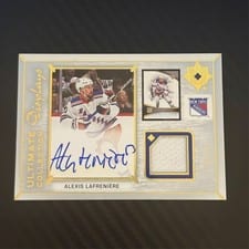 2022-23 Upper Deck Ultimate Collection Ultimate Displays Autograph Jersey Alexis Lafreniere #UDA-AL card