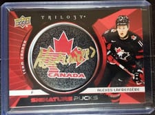 2023-24 Upper Deck Trilogy Team Canada Signature Pucks Alexis Lafreniere #TCSP-AL card
