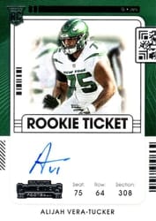 2021 Panini Contenders Base Set Alijah Vera-Tucker #148 card