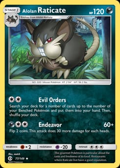 Sun & Moon Alolan Raticate #77 card