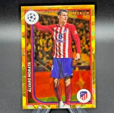 2023 Topps Merlin UEFA Alvaro Morata Gold Atomic Refractor #18 card