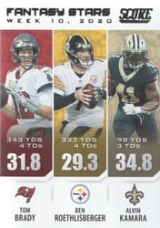 2021 Score Fantasy Stars Alvin Kamara / Ben Roethlisberger / Tom Brady #FS10 card