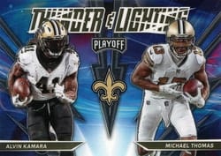 2021 Panini Playoff Thunder & Lightning Alvin Kamara / Michael Thomas #TL-14 card
