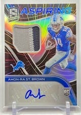 2021 Panini Spectra Aspiring Patch Autographs Amon-Ra St. Brown #APA-ASB card