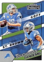 2022 Panini Contenders Touchdown Tandems Amon-Ra St. Brown / Jared Goff #TDT-DET card