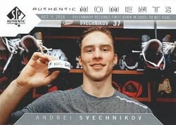 2018-19 SP Authentic Base Set Andrei Svechnikov - 10/7/18 1st 2000's-Born Goal #110 card