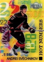 2022-23 SkyBox Metal Universe Hot Numbers Andrei Svechnikov #HN-3 card