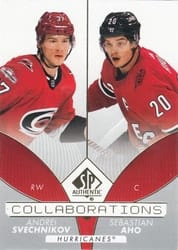 2022-23 SP Authentic Collaborations Andrei Svechnikov/Sebastian Aho #C-4 card