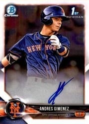 2018 Bowman Chrome Prospect Autographs Andres Gimenez #CPA-AG card