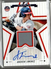 2025 Panini Stars & Stripes 15U National Team Signature Materials Andrew Jimenez #NTS-AJ card