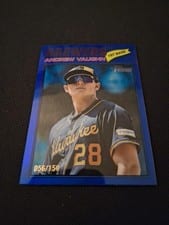 2026 Topps Heritage Andrew Vaughn Aqua Sparkle Chrome #309 card